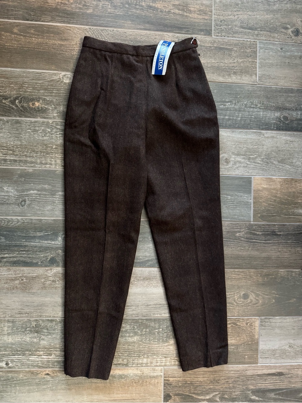 Pendleton Vintage Women's Dark Brown Tapered 100% Virgin Wool Dress Pants